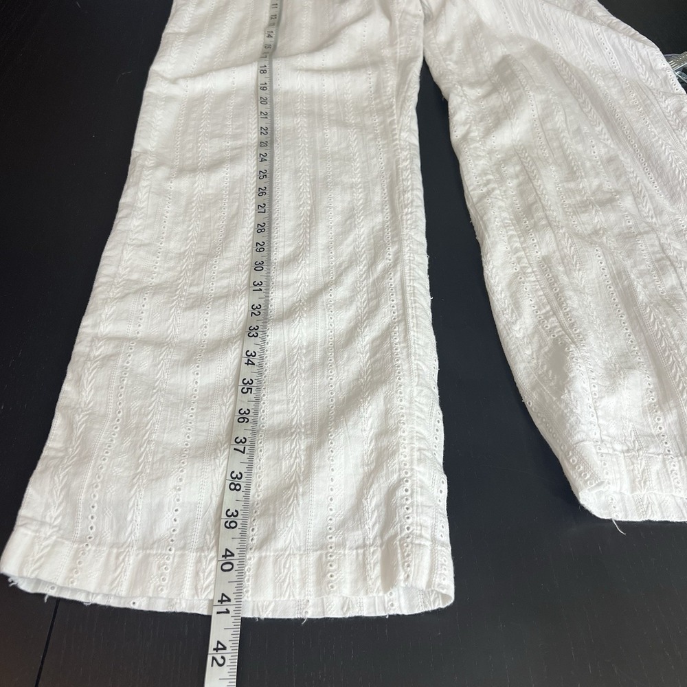 Sundance Gigi Wide Leg Pants Size L White Eyelet Drawstring Lined Cotton *READ* - Picture 12 of 14